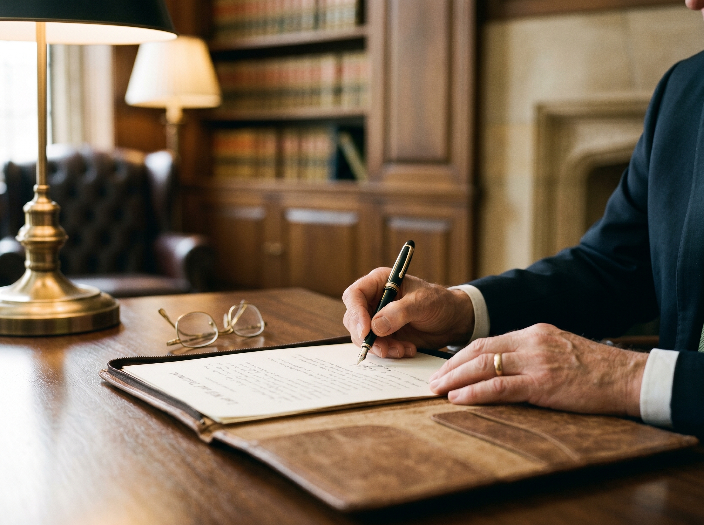 Estate planning documents and a fountain pen